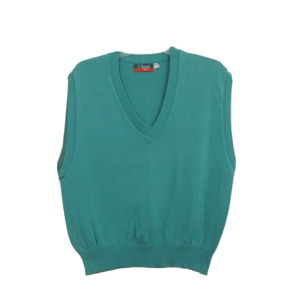 VTG Men's 1980's E Magrath Golf Sweater Vest Sz XL Green 100% Cotton Made in USA